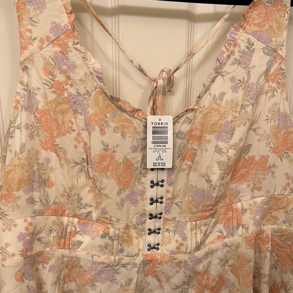 Torrid Babydoll Challis Corset Sleeveless Top NWT Size 3 - Picture 6 of 14